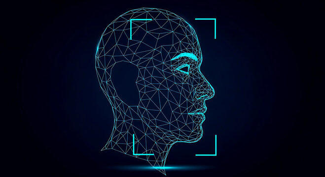 Digital human face recognition technology wireframe