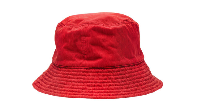 Red cotton bucket hat with textured brim