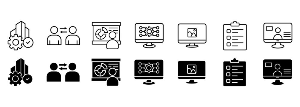 BIM icon set. building information modeling and building Vector Illustration