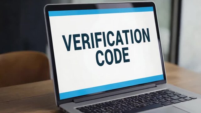 Verification code on a laptop. Two factor.