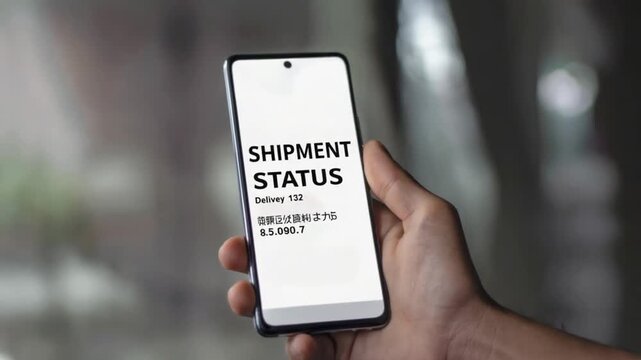 Looking at the "Shipment status" on the mobile phone.