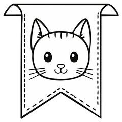 Fototapeta premium Cartoon cat face on banner vector illustration