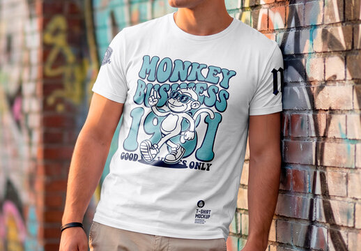 Blank white t-shirt streetwear mockup