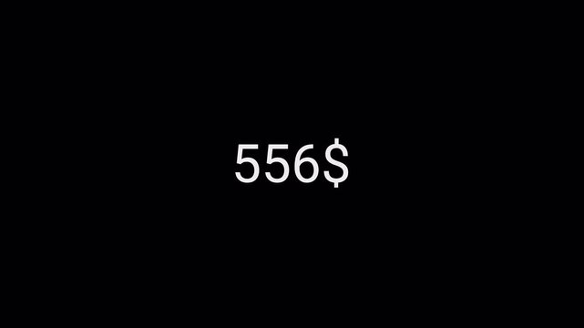 Number counter animation from zero to thousand Doller on a transparent background, Business increase counting dollar animation. Dollar counting from 0 to 1000 Doller animation