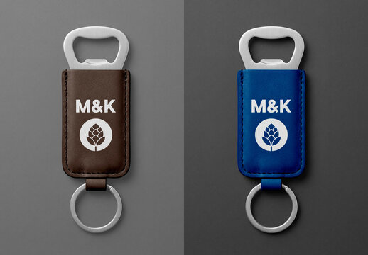 Leather Bottle Opener Keychain Mockup &ndash; Minimal accessory