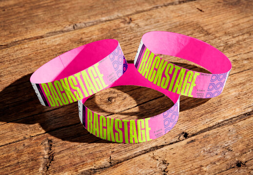 Blank paper event wristband mockup set