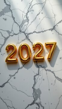 Golden Balloon Numbers Celebrating the Year Future Bright