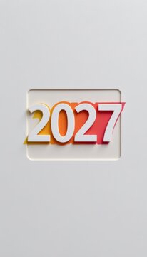 2027 Bold Colorful Numeric Display Minimalist Wall Design