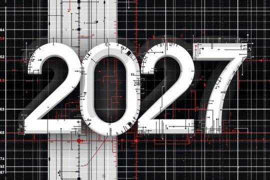 Futuristic Digital Year Display Hightech Interface