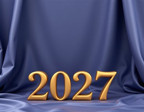 Golden Year Celebration with Elegant Blue Drapes