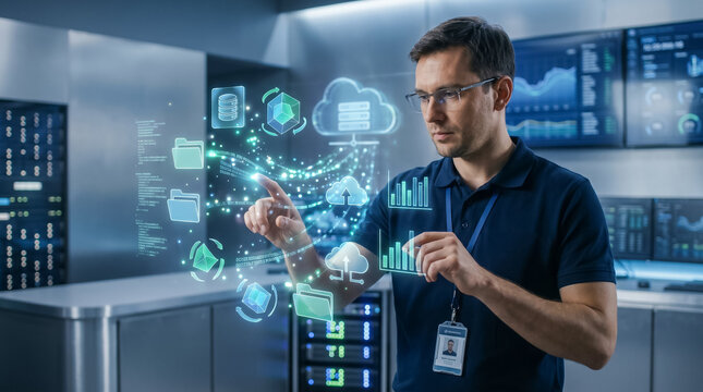 Close-up Engineer Managing Digital Database System