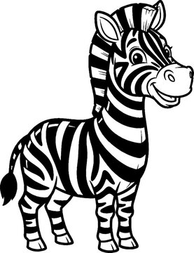 Cute Cartoon Zebra Standing with Friendly Smile Expression.