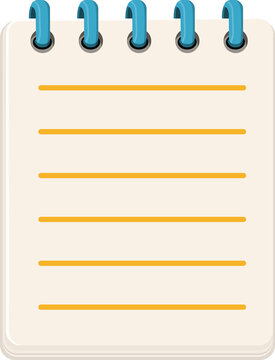 spiral notepad with lined pages flat cartoon illustration
