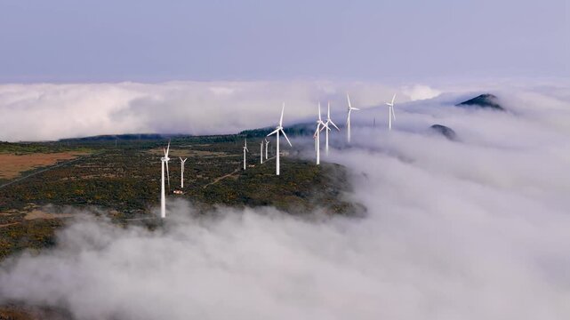 Mountain wind farm on Madeira, clean electricity generation as part of island-wide shift toward sustainable energy