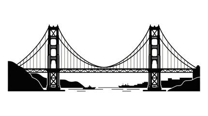 Fototapeta premium Golden Gate Bridge Silhouette San Francisco Landmark Travel Landmark Icon