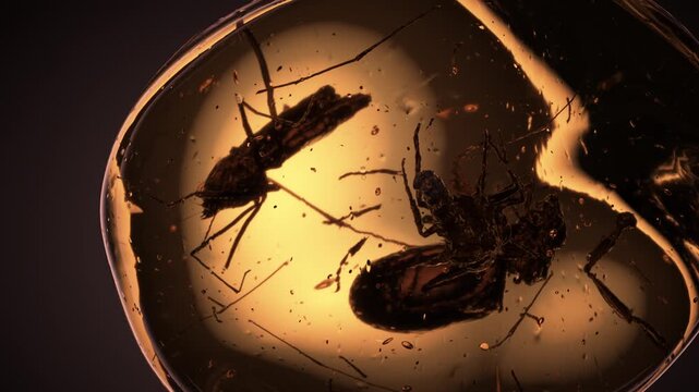 Multiple Prehistoric Insects Trapped in Ancient Ambe