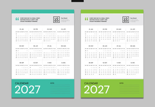 Wall Calendar Template 2027