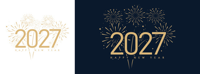 2027 new year text with golden fireworks Elements illustration template greeting cards. © OnlineInfinite 