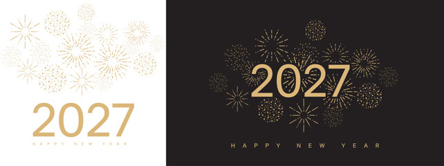 2027 new year text with golden fireworks Elements illustration template greeting cards. © OnlineInfinite 