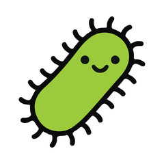 Fototapeta premium Bacterium Character a Happy Green Microbe Illustration