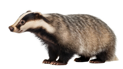 European Badger with distinctive black and white striped face © Fried