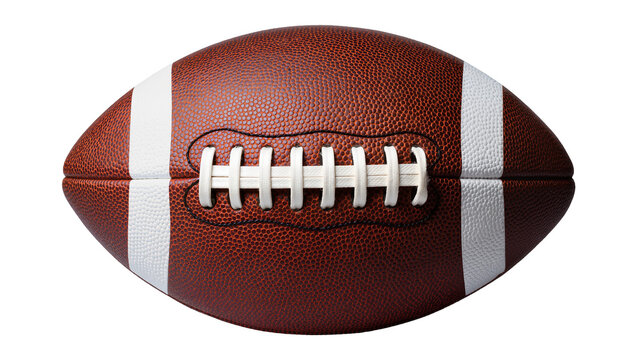 American football with white laces and stripes