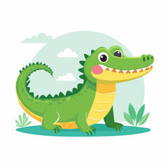 Naklejka premium Cute Cartoon Alligator Illustration