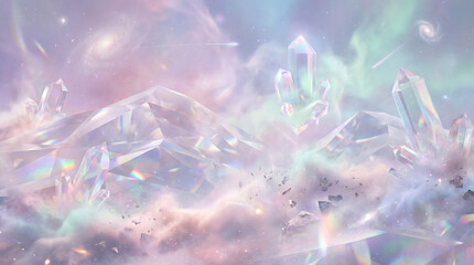 Fototapeta premium A vibrant and serene crystal formation in a dreamy, ethereal environment