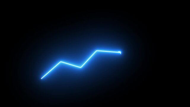 glowing neon arrow up business graph icon animation