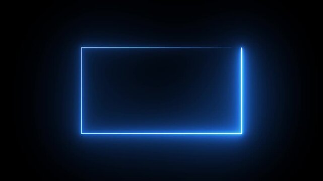 glowing neon animation. Abstract neon rectangle frame animation on black background