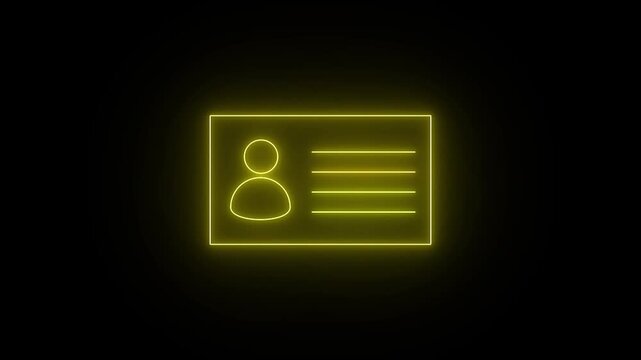 Glowing neon line Identification card volunteer icon isolated. id cards concept