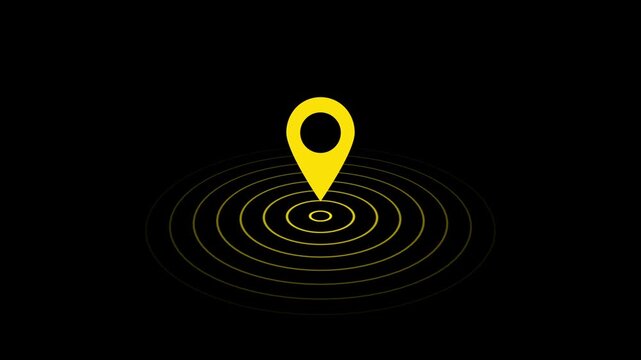 GPS location pointer animated. location icon animation on black background