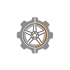Obraz premium Car Wheel and Gear Symbol Logo