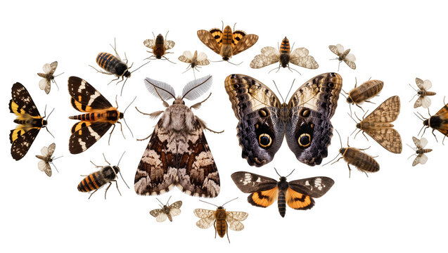Collection of Moths and Butterflies with Intricate Wing Patterns