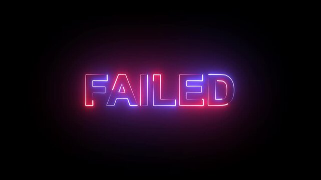 neon blue and red color Failed Stamp Icon animation