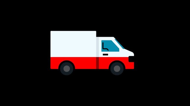 Delivery truck side view flat icon animation vehicle van shipping transport