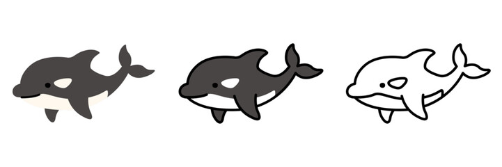 シャチのイラストセット ポップでかわいい海の生き物 © nyaramero