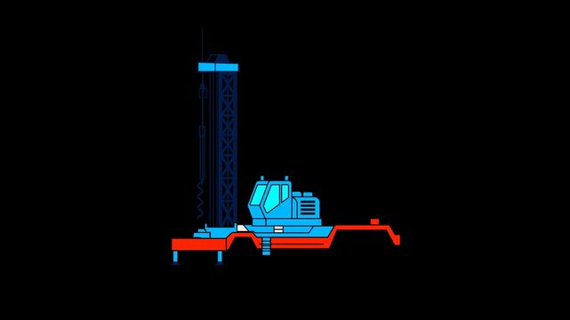 Industrial heavy drilling machine construction equipment vector illustration