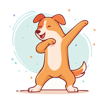 Cartoon dog doing a dab dance move