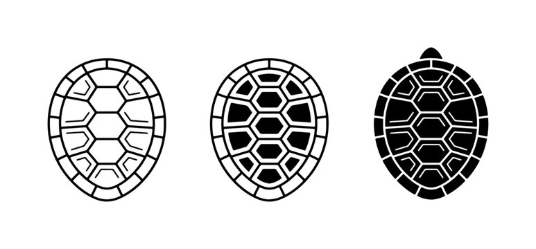 Turtle Shell Icons, Reptile Carapace Vector Graphics, Animal Protection Symbols
