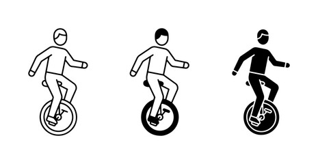 Unicyclist Icons, Circus Performer Vector Graphics, Single Wheel Rider Silhouettes © Tariqul