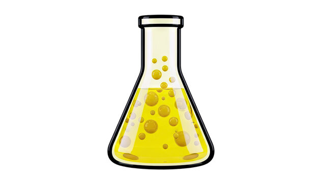 Erlenmeyer Flask with Yellow Liquid and Bubbles