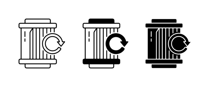 Filter Icons, Recirculation Symbol, Maintenance Service, Automotive Parts, Clean Air
