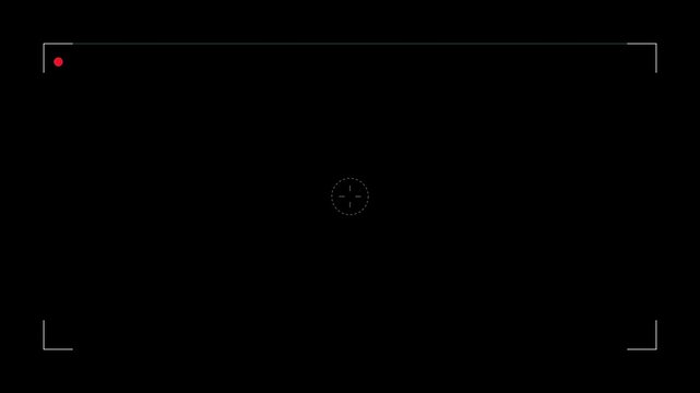 Camera Viewfinder Overlay Screen with Pulsing Red Record Icon and Center Focus Target