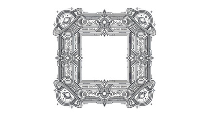 Cosmic Square Frame with Planets and Stars - Sci-Fi Decorative Border © Aziz