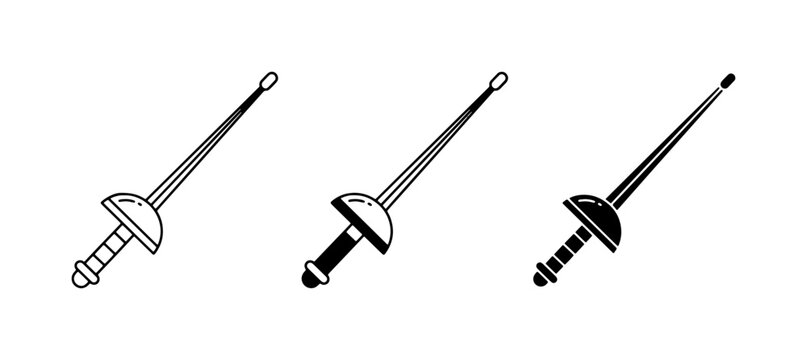 Fencing Swords Vector Icons: Rapier, Saber, Foil Designs for Sport and History