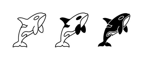 Orca Whale Icons, Killer Whale Vector Art, Marine Mammal Graphics, Ocean Life Illustrations © Yasin