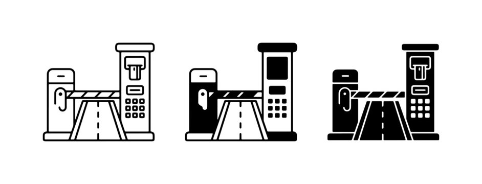 Toll Booth Icons, Road Barrier Collection, Automated Payment Systems, Traffic Control Graphics