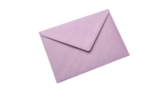 Beautiful blank purple lavender paper envelope for greeting isolated on transparent background cut out