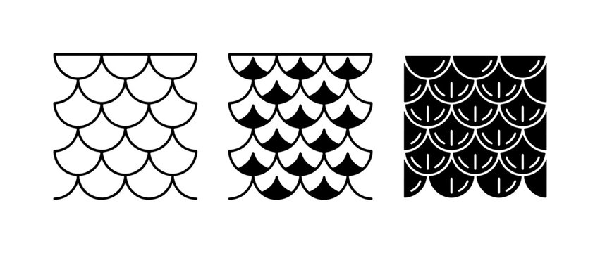 Scales Pattern Vector Set, Fish Skin Texture, Reptile Scales, Seamless Background Elements
